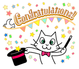 Cheerful & Sweet ! White Cat sticker #12520620