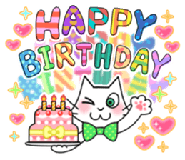 Cheerful & Sweet ! White Cat sticker #12520621