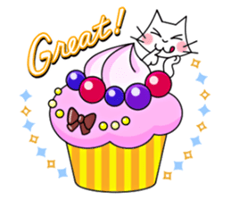 Cheerful & Sweet ! White Cat sticker #12520623