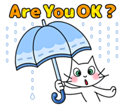 Cheerful & Sweet ! White Cat sticker #12520624