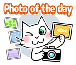 Cheerful & Sweet ! White Cat sticker #12520628