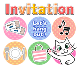 Cheerful & Sweet ! White Cat sticker #12520629