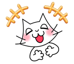Cheerful & Sweet ! White Cat sticker #12520631
