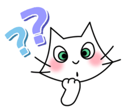 Cheerful & Sweet ! White Cat sticker #12520632