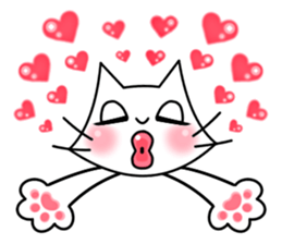 Cheerful & Sweet ! White Cat sticker #12520634