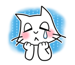 Cheerful & Sweet ! White Cat sticker #12520635