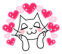 Cheerful & Sweet ! White Cat sticker #12520639