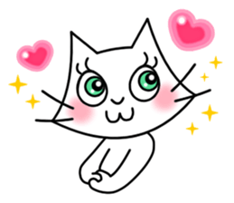 Cheerful & Sweet ! White Cat sticker #12520641