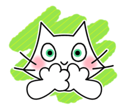 Cheerful & Sweet ! White Cat sticker #12520642