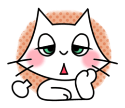 Cheerful & Sweet ! White Cat sticker #12520645
