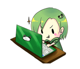 A little cat girl and the frog gamer sticker #12522319