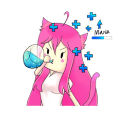 A little cat girl and the frog gamer sticker #12522347