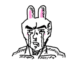 Comic with a realistic narrative rabbit. sticker #12523455