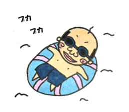 old guy and bird in summer sticker #12532001