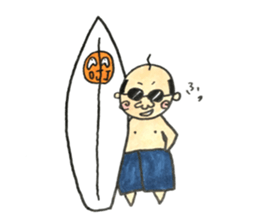 old guy and bird in summer sticker #12532023