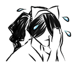 Pretty cat ear ghost sticker #12535595