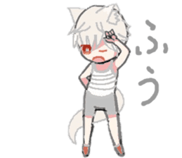 white wolf boy sticker #12538307