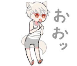 white wolf boy sticker #12538308