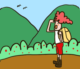 Naturally curly hair boy sticker #12542408