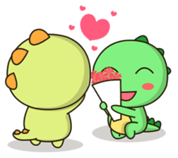 Kawaii Dino and friend sticker #12548875