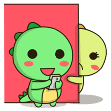 Kawaii Dino and friend sticker #12548880