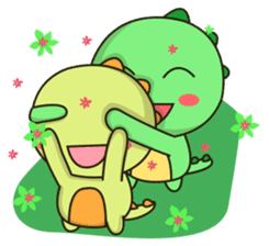 Kawaii Dino and friend sticker #12548883