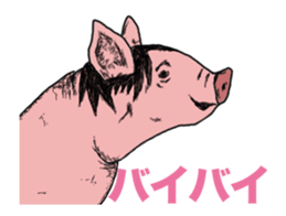 The cool pig which moves. sticker #12550196