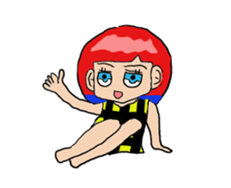 The female of the red hair which moves sticker #12552608
