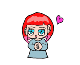 The female of the red hair which moves sticker #12552620