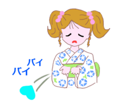 Cute girl's mind in a kimono ( yukata ) sticker #12559608