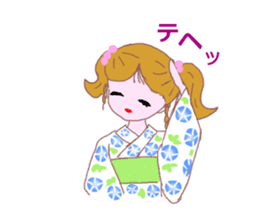Cute girl's mind in a kimono ( yukata ) sticker #12559611