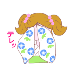 Cute girl's mind in a kimono ( yukata ) sticker #12559612