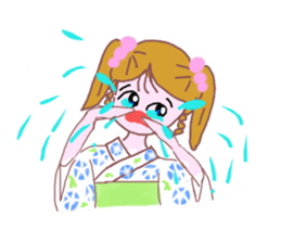 Cute girl's mind in a kimono ( yukata ) sticker #12559613