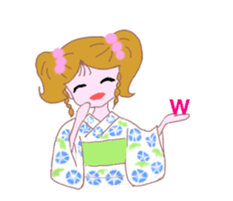 Cute girl's mind in a kimono ( yukata ) sticker #12559614