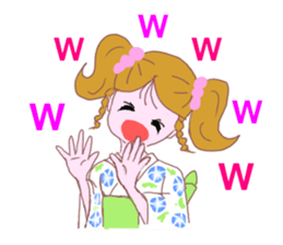 Cute girl's mind in a kimono ( yukata ) sticker #12559615