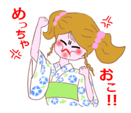 Cute girl's mind in a kimono ( yukata ) sticker #12559617