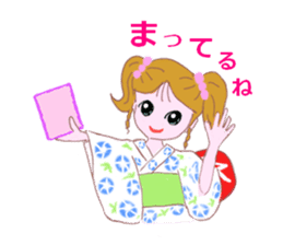 Cute girl's mind in a kimono ( yukata ) sticker #12559618