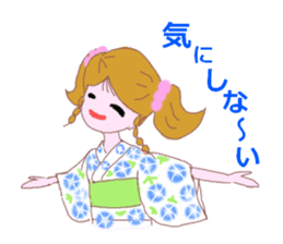 Cute girl's mind in a kimono ( yukata ) sticker #12559620