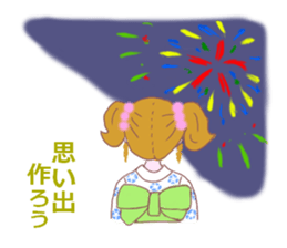 Cute girl's mind in a kimono ( yukata ) sticker #12559622