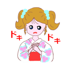 Cute girl's mind in a kimono ( yukata ) sticker #12559626