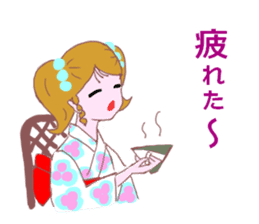 Cute girl's mind in a kimono ( yukata ) sticker #12559627