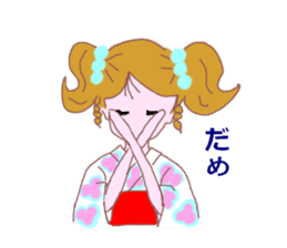 Cute girl's mind in a kimono ( yukata ) sticker #12559628