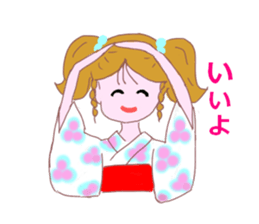 Cute girl's mind in a kimono ( yukata ) sticker #12559629