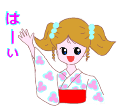 Cute girl's mind in a kimono ( yukata ) sticker #12559631