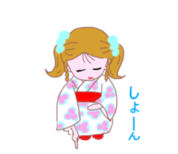 Cute girl's mind in a kimono ( yukata ) sticker #12559639
