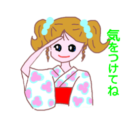 Cute girl's mind in a kimono ( yukata ) sticker #12559641