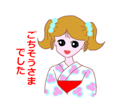 Cute girl's mind in a kimono ( yukata ) sticker #12559642