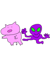 alien and pig sticker #12562124