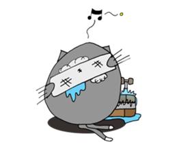 Gray - Twin tails chubby cat sticker #12564591