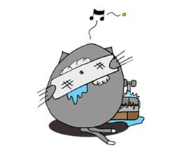 Gray - Twin tails chubby cat sticker #12564591